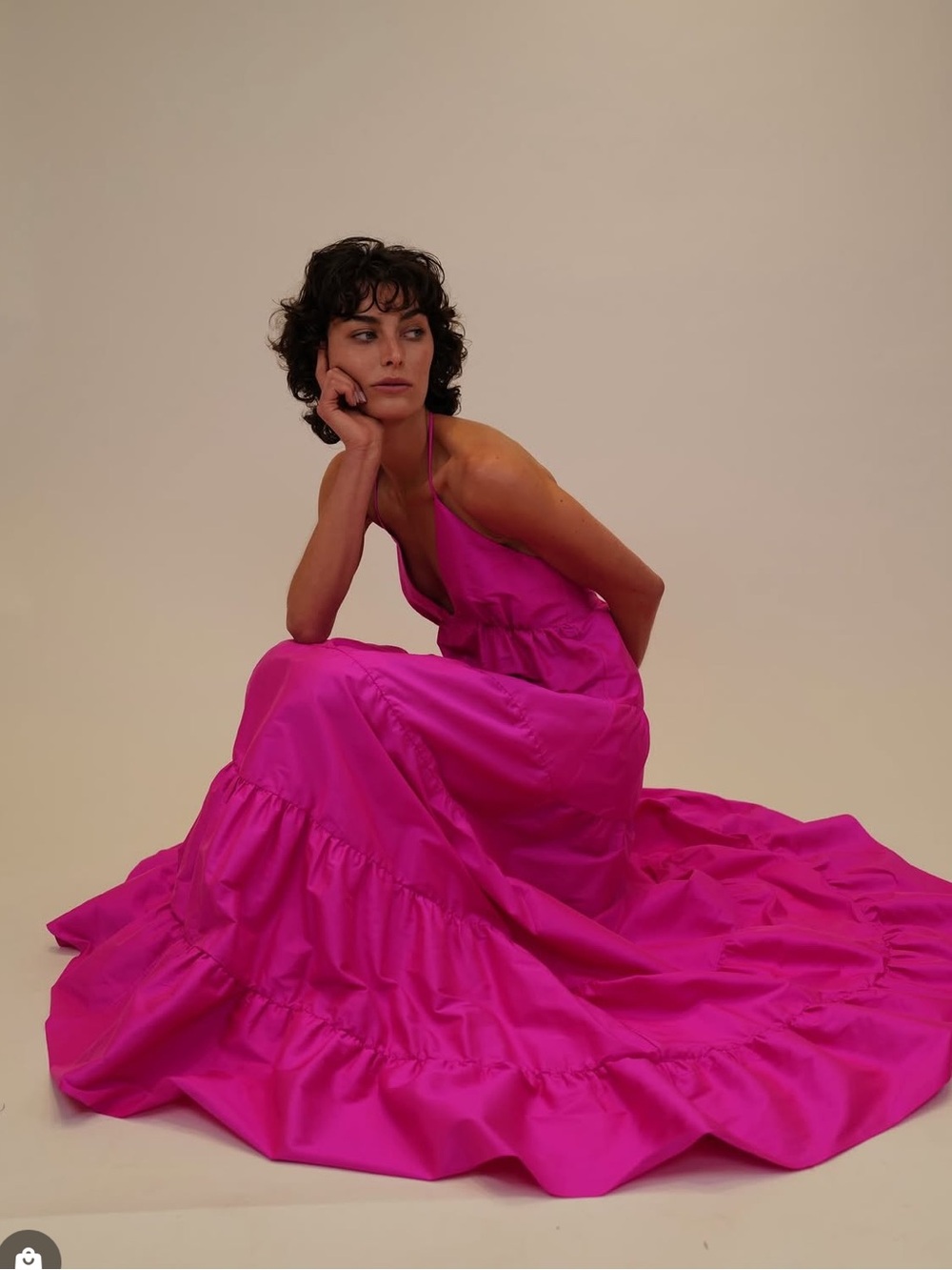 Hot Pink Halter Tiered Maxi Dress